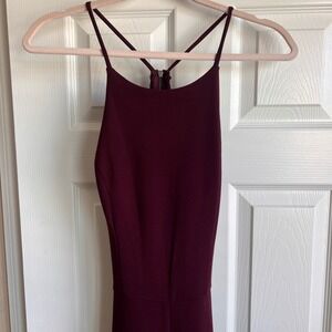 Speechless Women's Medium Plum Jumpsuit Strappy Criss Cross Back Lace